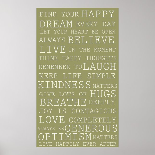 Poster Sage Green Réflexions positives Mots inspirants (Devant)
