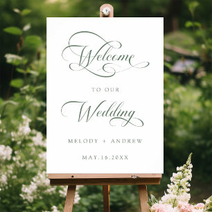 Poster Sage Green Romantique Tourbillonnant Script Mariag