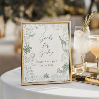 Poster Sage Green Safari Jungle Animals Books For Baby