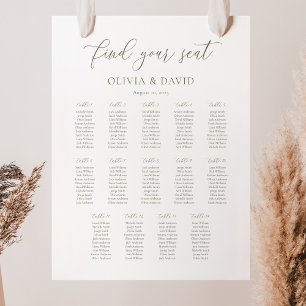 Poster Sage Green Script élégant 14 table Seating Chart