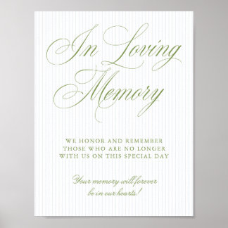 Poster Sage Green & Soft Blue In Loving Memory Sign