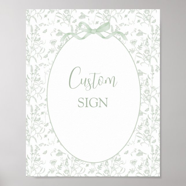 Poster Sage Green Toile Custom sign (Devant)