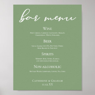 Poster Sage Green Typographie Minimaliste Barre Mariage M