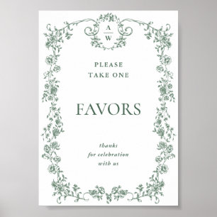 Poster Sage Green Victorian Ornate Floral Faveurs Mariage