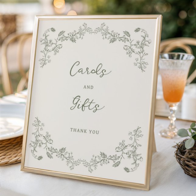 Poster Sage Green Vintage Chinoiserie Cartes Cadeaux Post (Créateur téléchargé)