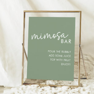 Poster Sage Minimaliste Fête des mariées Script Mimosa Ba