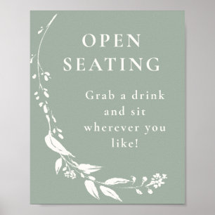 Poster Sage minimaliste Vert Floral Open Seigneurs