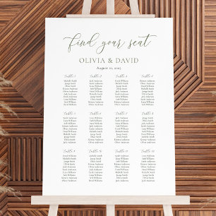 Poster Sage Script Color 12 table Mariage Seating Chart