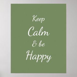 Poster Sage Vert Gardez Votre Calme Et Soyez Heureux