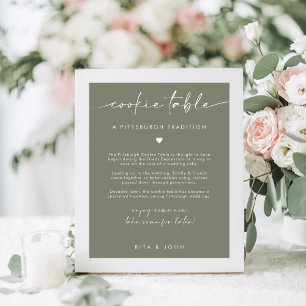Poster Sage Vert moderne Cookie Table Mariage Signal