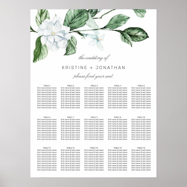 Poster Sage Vert moderne Wreath Mariage Floral Siège (Devant)