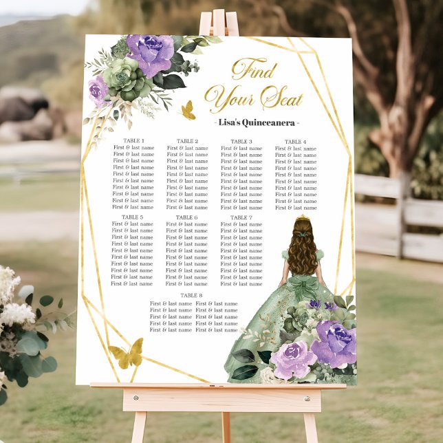 Poster Sage vert pourpre Quinceañera carte des sièges (Créateur téléchargé)