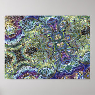 Poster Sage vert, violet bleu Motif Abstrait