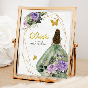 Poster Sage Vert Violet Quinceañera Boissons Signal