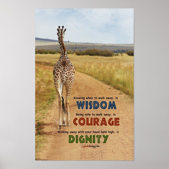 Poster Sagesse, Courage, Dignité (Girafe, inspiration) (Devant)