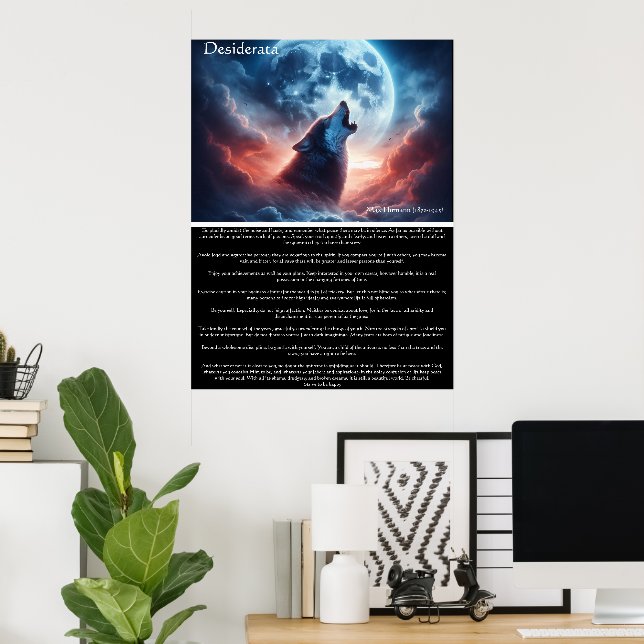 Poster Sagesse crépusculaire avec loup hurlant (Bureau à domicile)