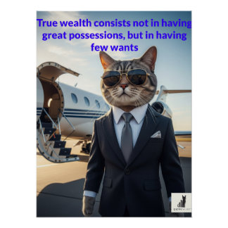 Poster Sagesse et richesse Feline - Catpitalist