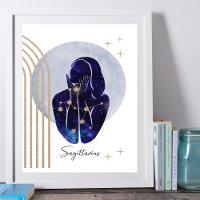Sagittaire Blue Feminine Zodiac Design