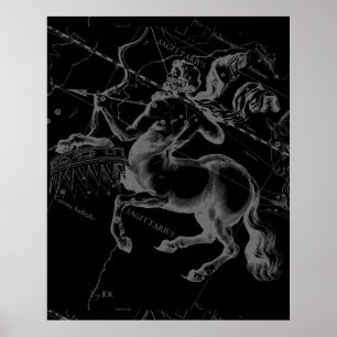 Poster Sagittaire Constellation Hevelius circa 1690