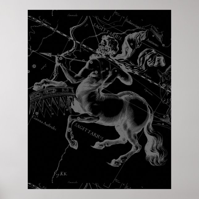 Poster Sagittaire Constellation Hevelius circa 1690 (Devant)