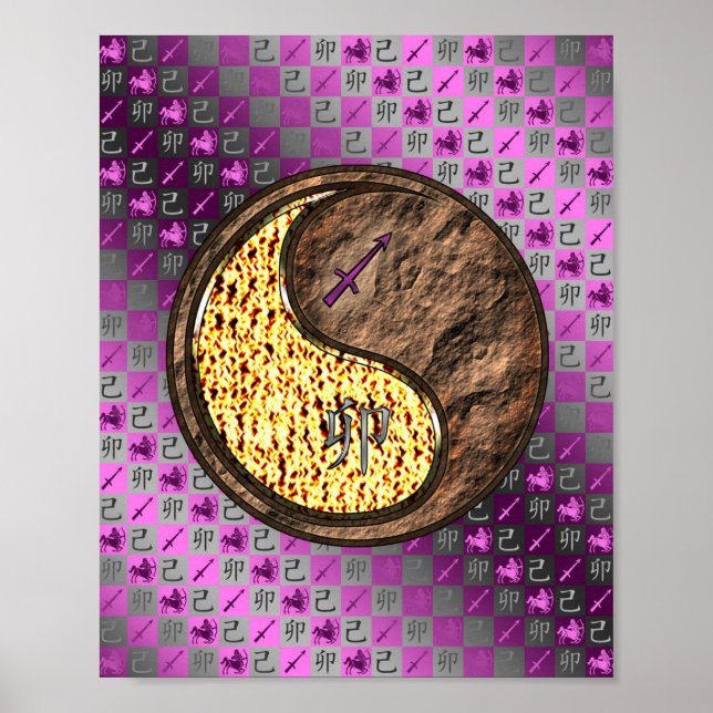 Poster Sagittaire et lapin de Terre (Devant)