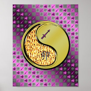 Poster Sagittaire et lapin métallique