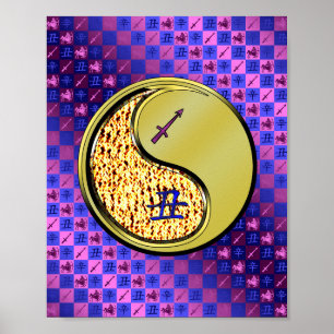 Poster Sagittaire & Ox métallique