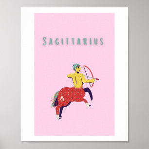 Poster Sagittaire rose, zodiaque, signe du zodiaque