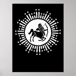 Poster Sagittaire Symbole du zodiaque avec Starburst