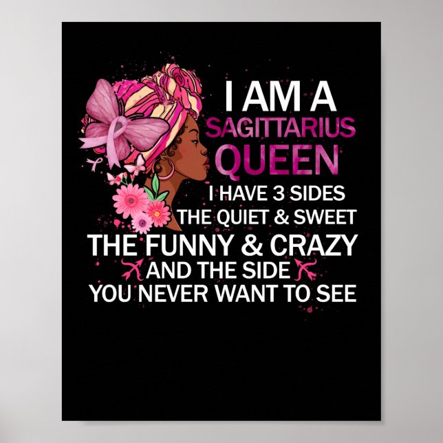 Poster Sagittarius Black Queen J'ai 3 Sides April Girl (Devant)