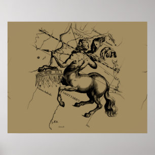 Poster Sagittarius Constellation Hevelius 1690 Engraving