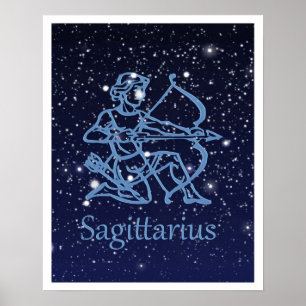 Poster Sagittarius Constellation & Zodiac Signe avec étoi