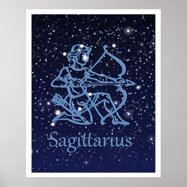 Poster Sagittarius Constellation & Zodiac Signe avec étoi (Devant)