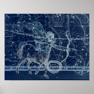 Poster Sagittarius Symbole Zodiaque Illustration Vintage