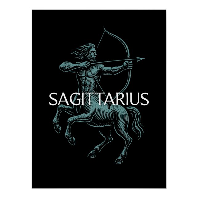 Poster Sagittarius Zodiac – Vintage Centaur Archer  (Devant)