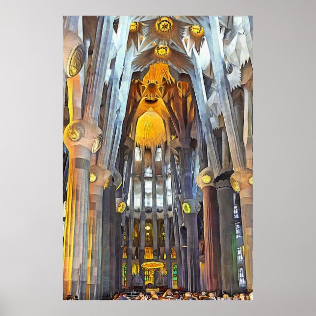 Poster Sagrada Familia. Intérieur. Vue 15. (Devant)