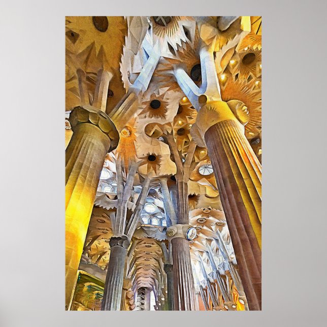 Poster Sagrada Familia. Intérieur. Vue 16. (Devant)