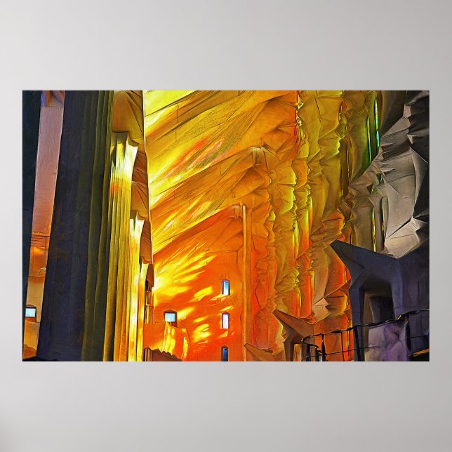 Poster Sagrada Familia. Intérieur. Vue 2. (Devant)