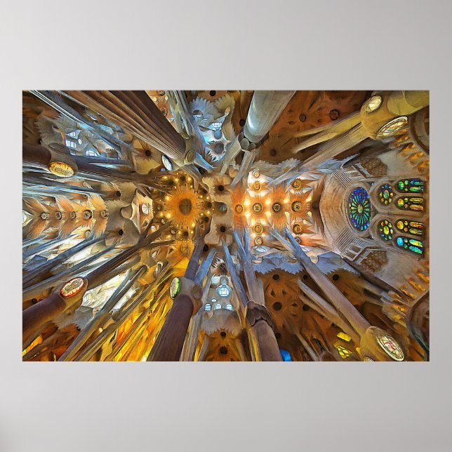 Poster Sagrada Familia. Intérieur. Vue 20. (Devant)