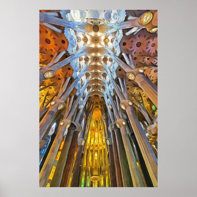 Poster Sagrada Familia. Intérieur. Vue 21. (Devant)