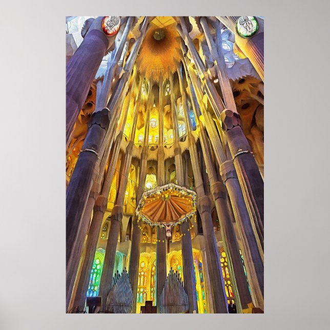 Poster Sagrada Familia. Intérieur. Vue 22. (Devant)
