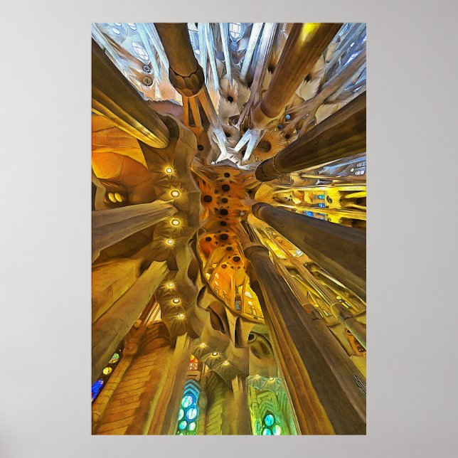 Poster Sagrada Familia. Intérieur. Vue 26. (Devant)