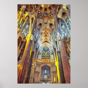 Poster Sagrada Familia. Intérieur. Vue 29.