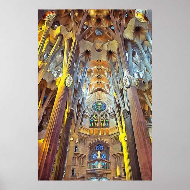 Poster Sagrada Familia. Intérieur. Vue 29. (Devant)