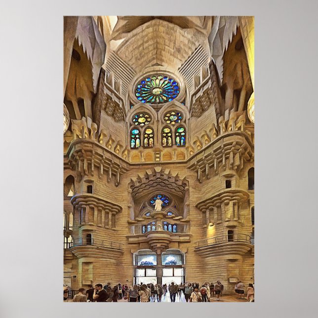 Poster Sagrada Familia. Intérieur. Vue 32. (Devant)
