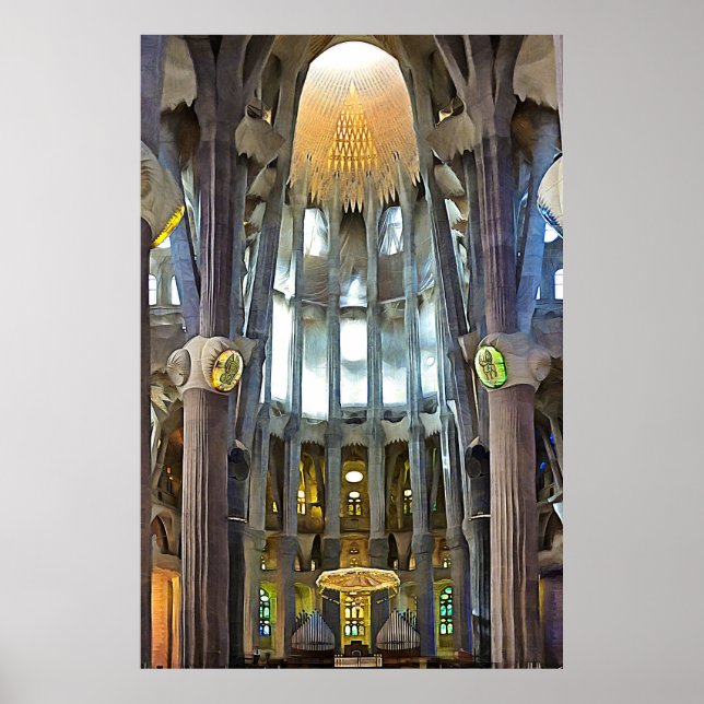 Poster Sagrada Familia. Intérieur. Vue 6. (Devant)