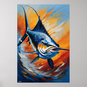 Poster Sailfish Oil Painting Style