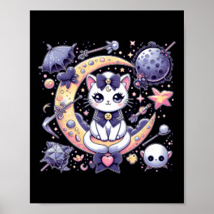 Poster Sailor Meow mignonne Lune Chat Espace Magique Goth