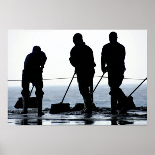 Poster Sailors sweep out the hangar bay