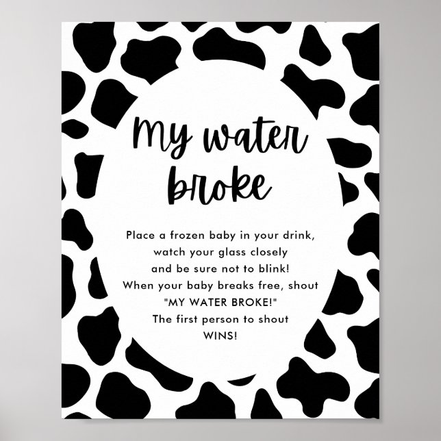 Poster Saint Baby shower de vache Mon eau Brossé Jeu (Devant)